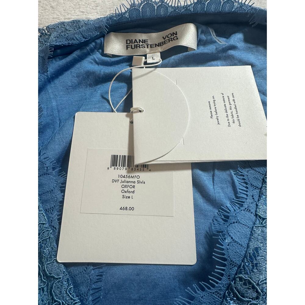 NWT Diane von Furstenberg Lace Wrap Dress, Oxford Blue Large Cocktail, Party - Picture 4 of 7